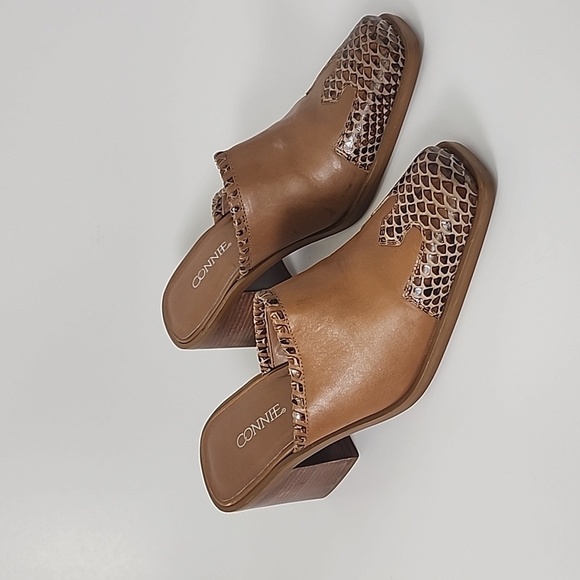Women's Connie Stirrup Peach Caramel Leather Western Mules Clogs 7M - Picture 3 of 10